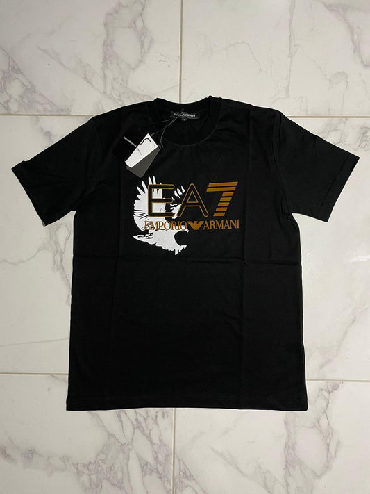 Emporio Armani EA7 Crna Majica sa Logom i Orao Printom