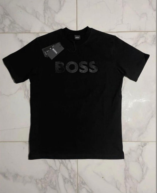 BOSS Crna Majica sa Crnim Big Printom
