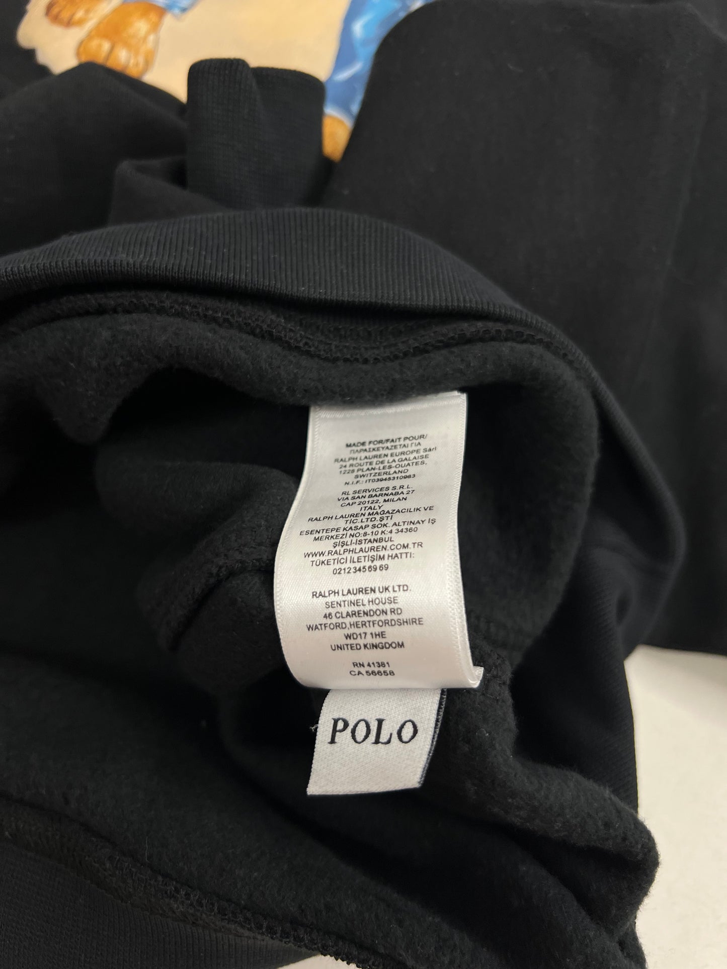 Polo Ralph Lauren Crni Duks sa Couple Bear Printom