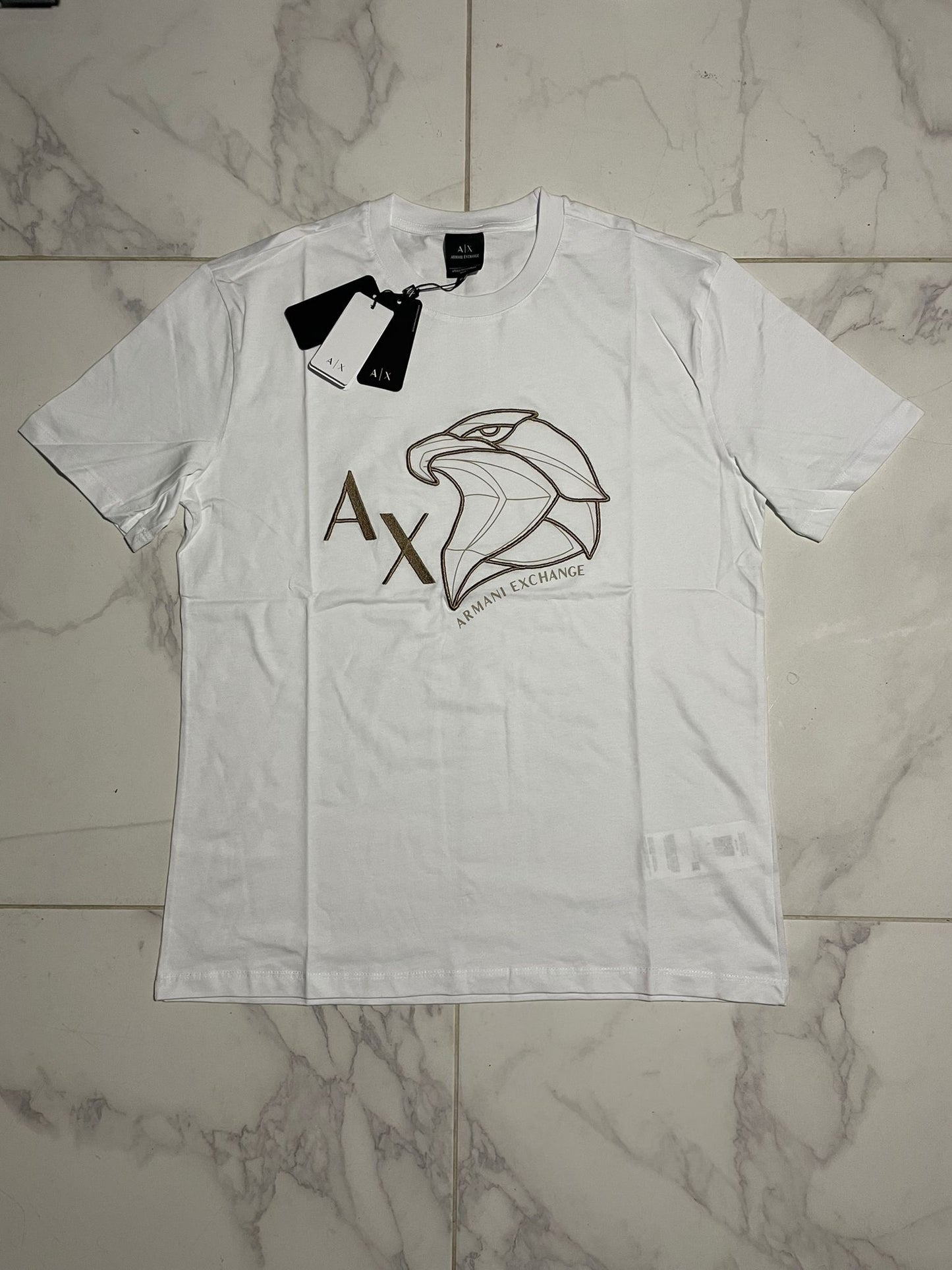 Armani Exchange Bela Majica sa Orao Logom