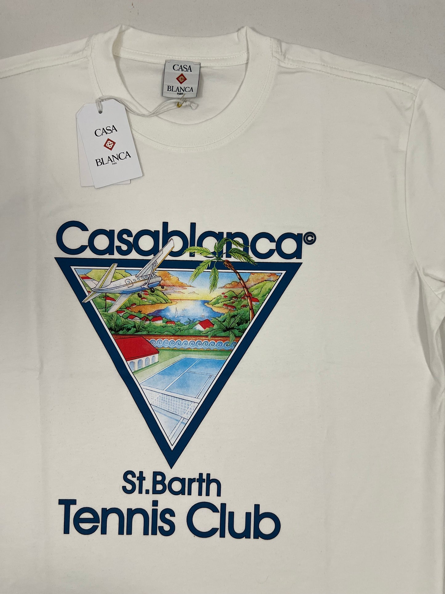 Casablanca Bela Majica sa Tennis Club Printom