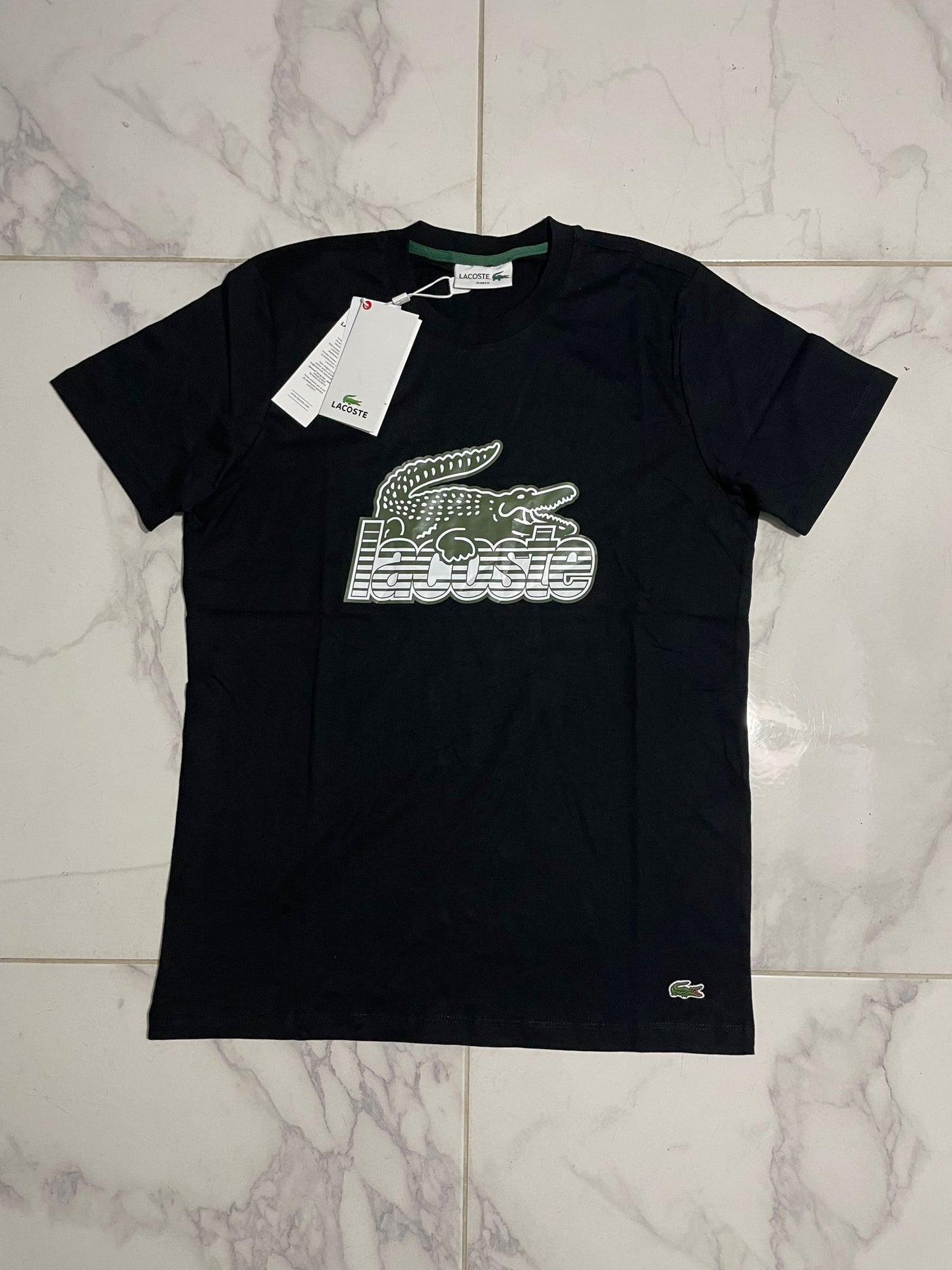 Lacoste Crna Majica sa Velikim Logo Printom