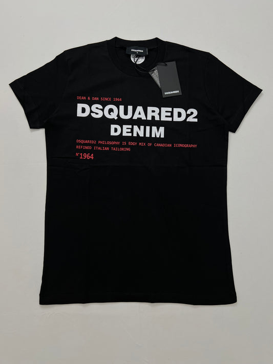 Dsquared2 Crna Majica sa Dean & Dan Denim Printom
