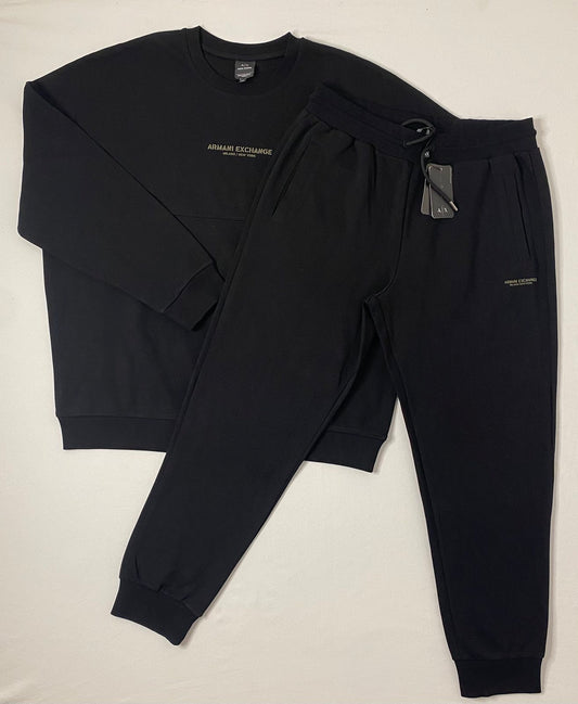 Armani Exchange Crni Komplet sa Printom na Leðima