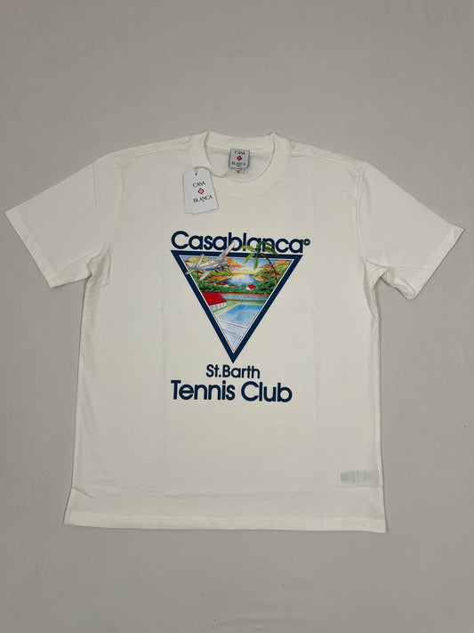 Casablanca Bela Majica sa Tennis Club Printom