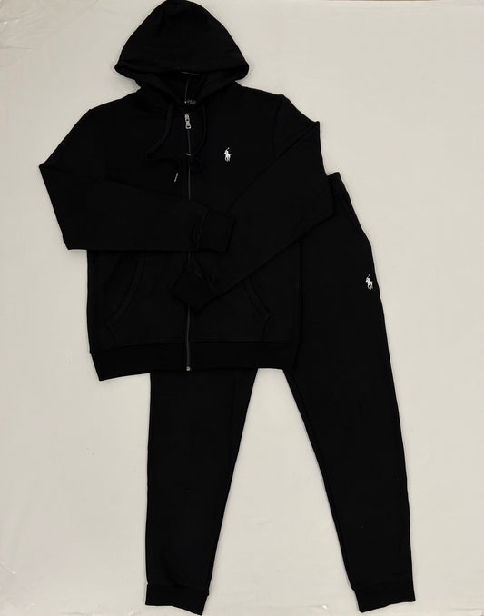 Polo Ralph Lauren Crni Full-Zip Komplet sa Belim Minimalistic Logom