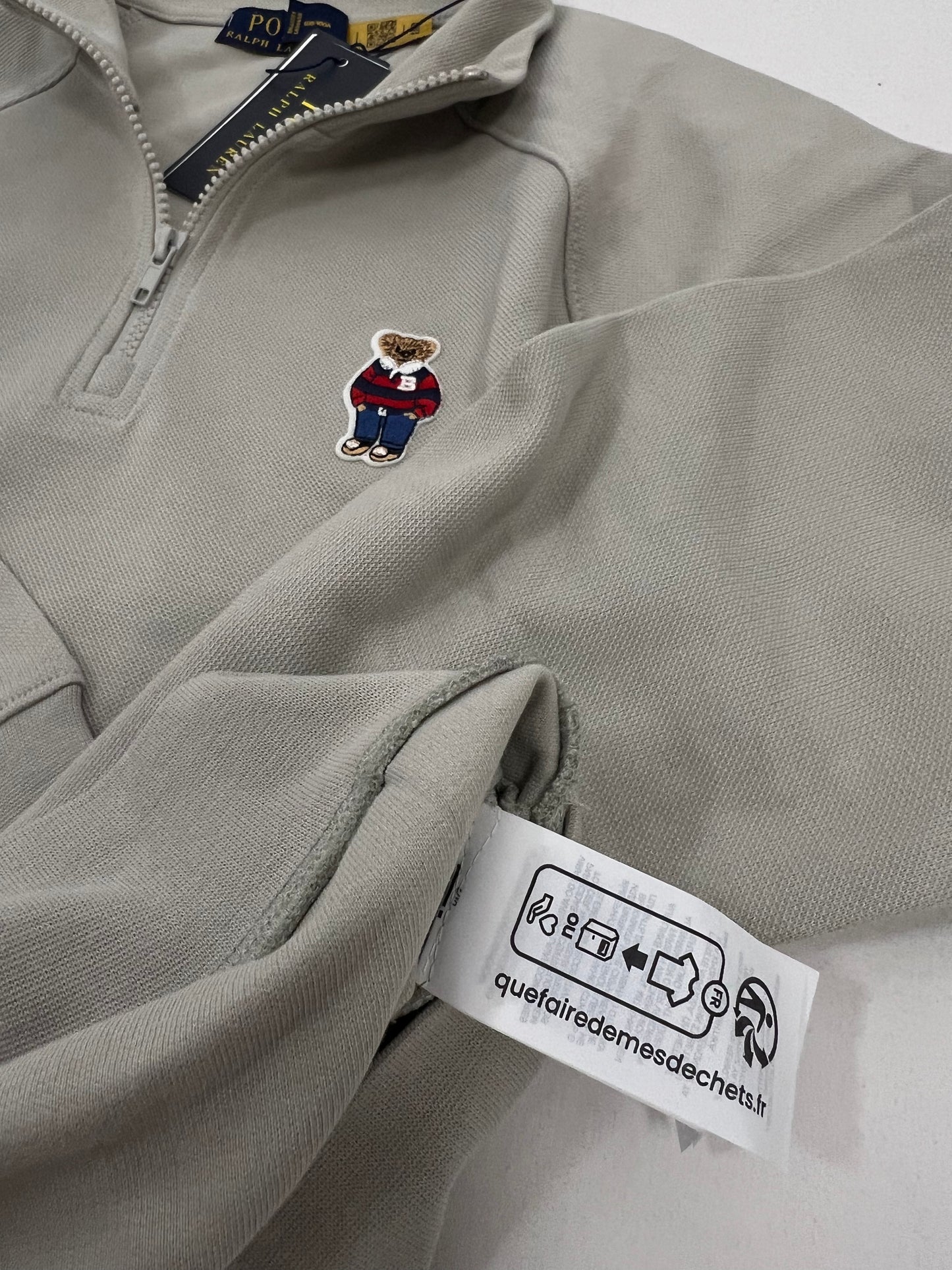 Polo Ralph Lauren Quarter-Zip Krem Duks sa Elegant Bear Logom