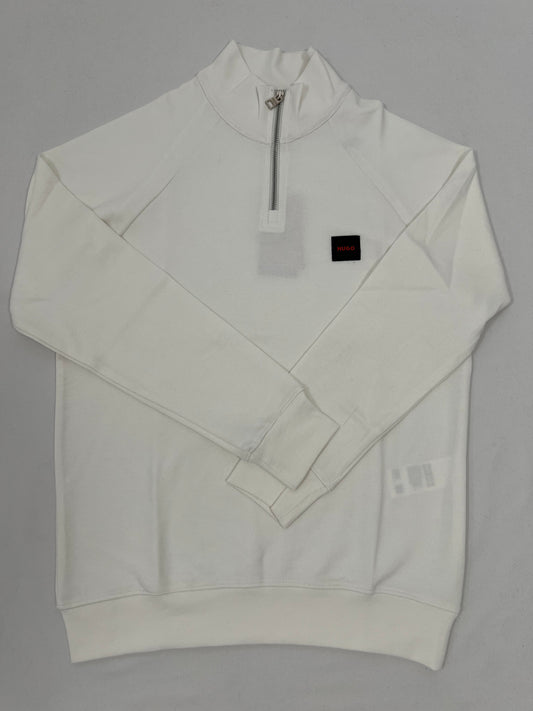 HUGO Beli Quarter-Zip Duks sa Crnim Box Logom