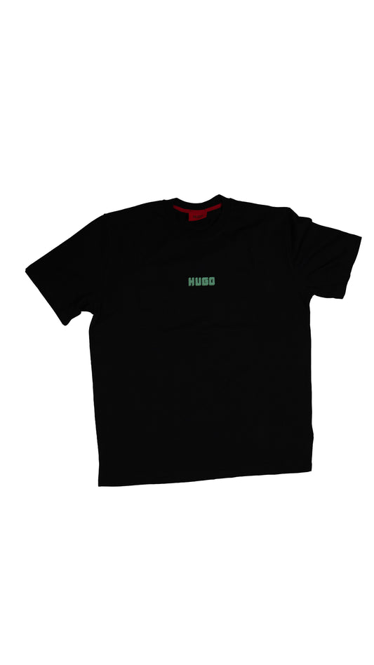 HUGO Crna Majica sa Tirkiznim Back Printom