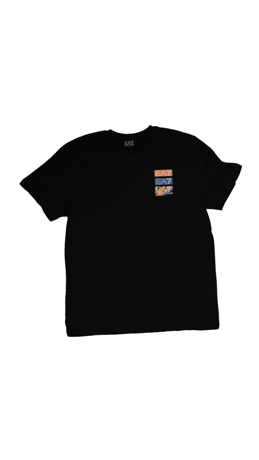 Emporio Armani EA7 Crna Majica sa Narandžastim Printom na Leđima