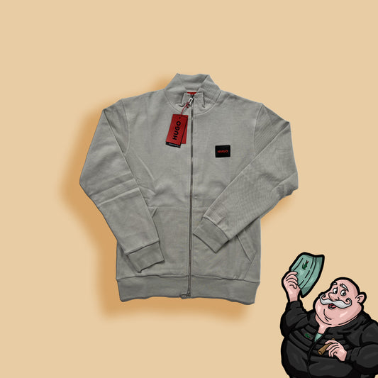 HUGO Krem Full-Zip Elegant Material Duks sa Mini Ušivenim Logom