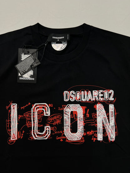 Dsquared2 ICON Crna Majica sa Math Logo Printom