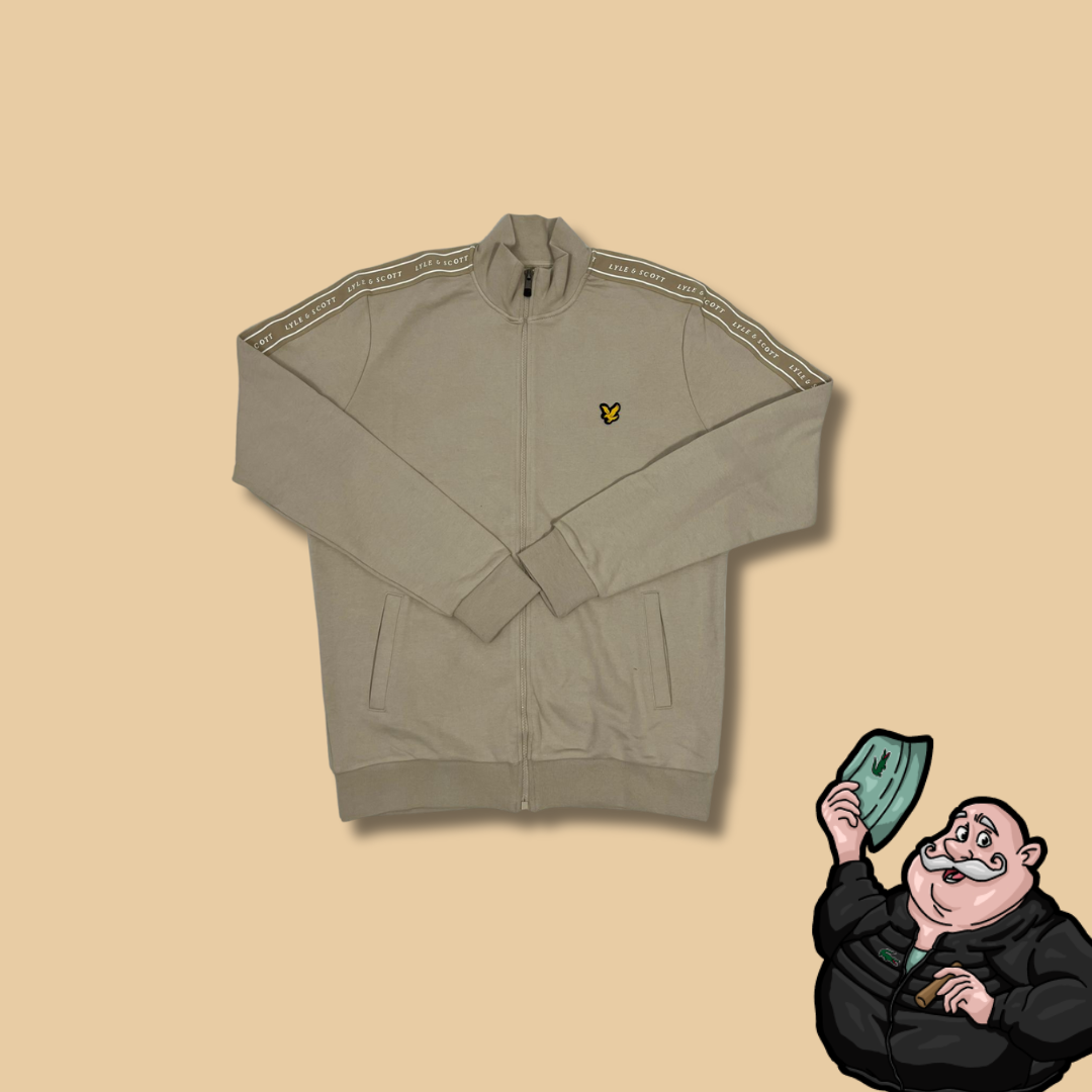 Lyle & Scott Krem Full-Zip Duks sa Text Printom na Rukavima