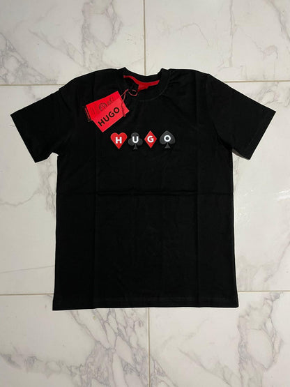 HUGO Crna Majica sa Poker Printom