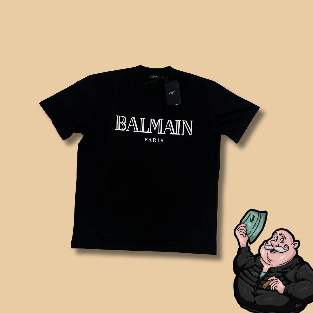 Balmain Paris Crna Majica sa Velikim Logo Printom