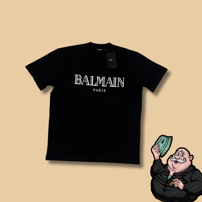 Balmain Paris Crna Majica sa Velikim Logo Printom