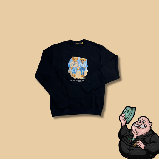 Polo Ralph Lauren Crni Duks sa Couple Bear Printom