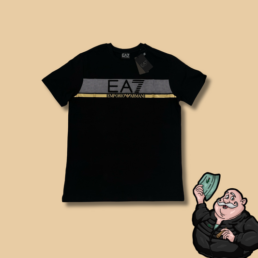 Emporio Armani EA7 Crna Majica sa Zlatnim Dodatkom