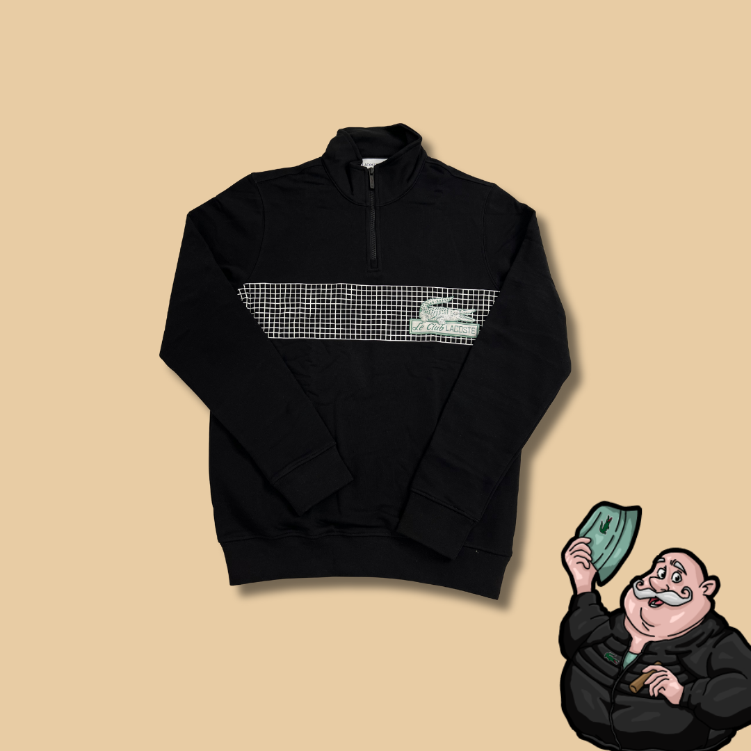Lacoste Quarter-Zip Crni Duks sa "Le Club Lacoste"
