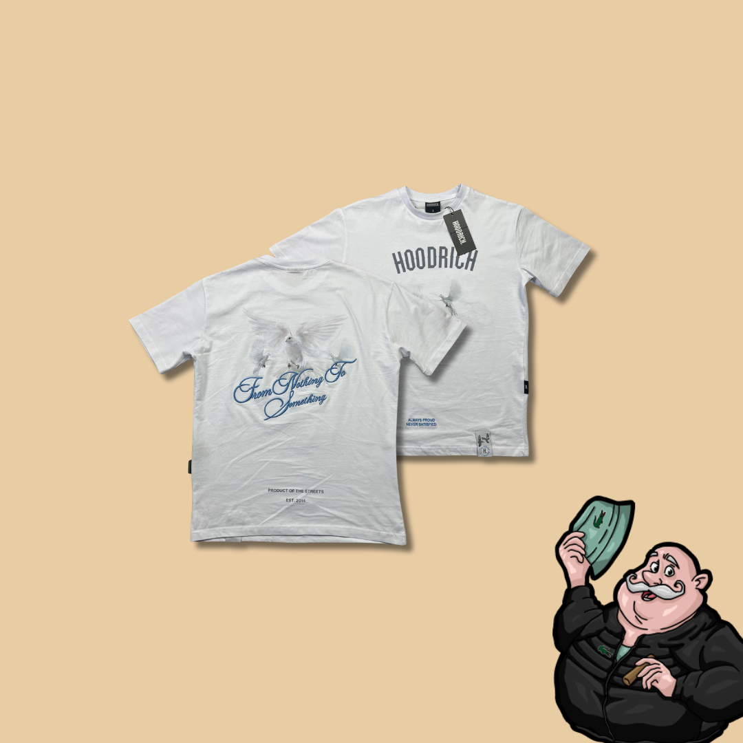 HOODRICH Bela Majica sa 'From Nothing To Something' Znakom na Leđima