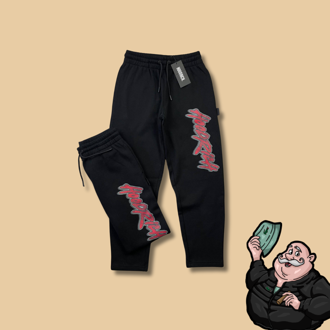 HOODRICH Crni Donji Deo Trenerke sa Vertical Logo Printom