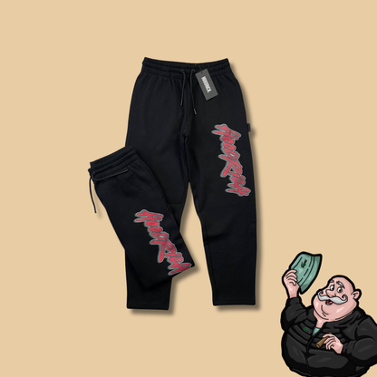 HOODRICH Crni Donji Deo Trenerke sa Vertical Logo Printom