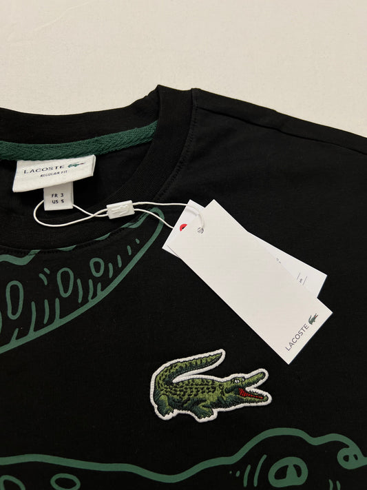 Lacoste Crna Majica sa Velikim Croc Printom