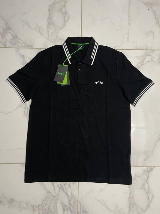 BOSS Crna Majica na Kragnu sa Detaljima na Rukavima i Kragni