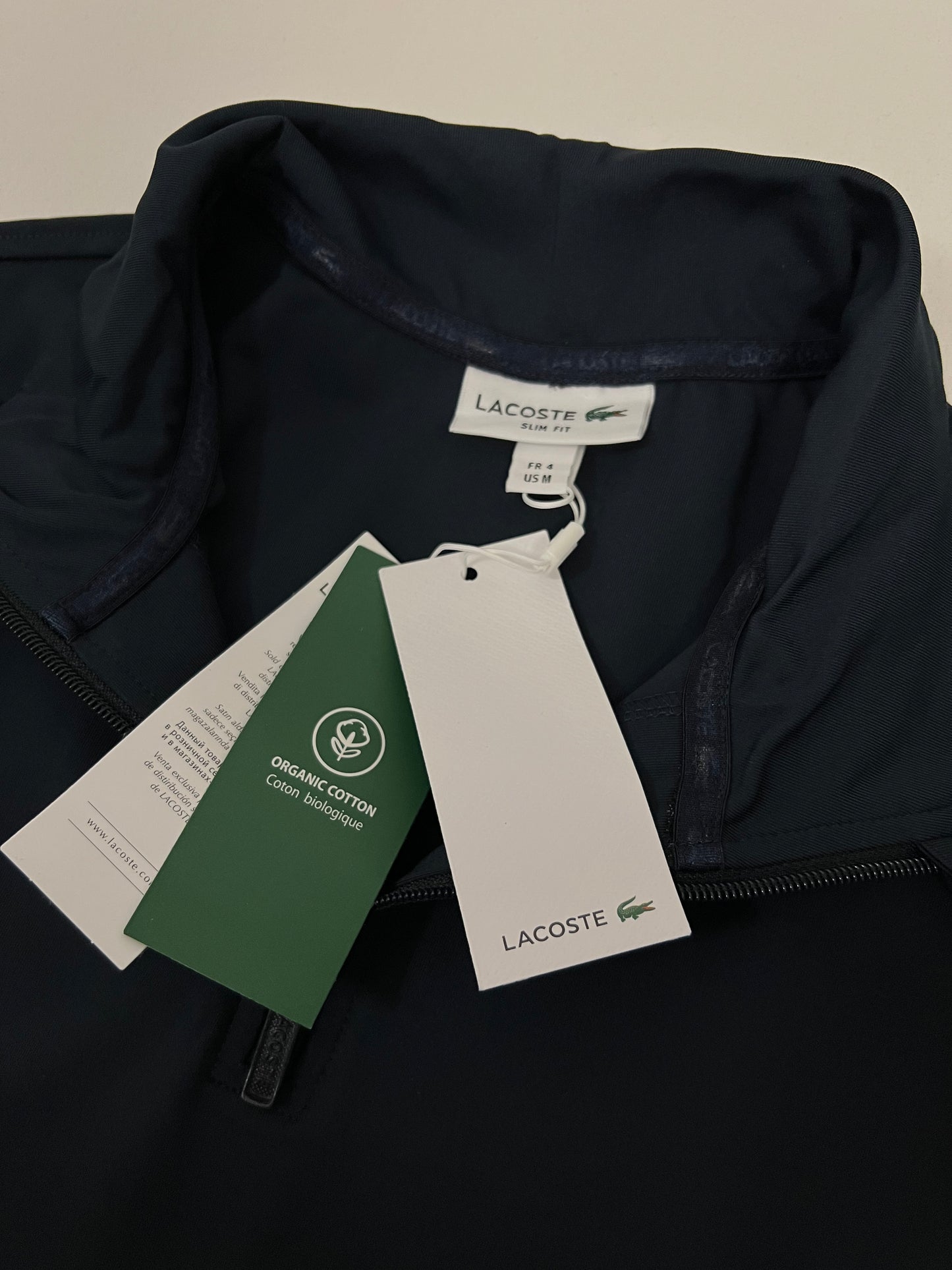 Lacoste Teget Quarter-Zip sa Logom na Kragni