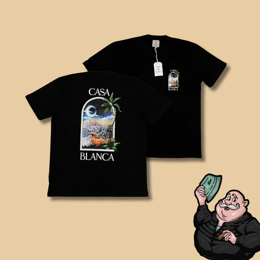 Casablanca Crna Majica sa Moon Printom na Leðima