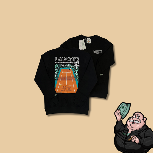 Lacoste x Roland Garros Crni Duks sa Tennis Printom na Leđima