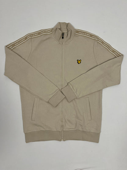 Lyle & Scott Krem Full-Zip Duks sa Text Printom na Rukavima