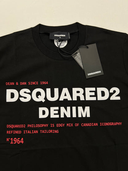 Dsquared2 Crna Majica sa Denim Printom