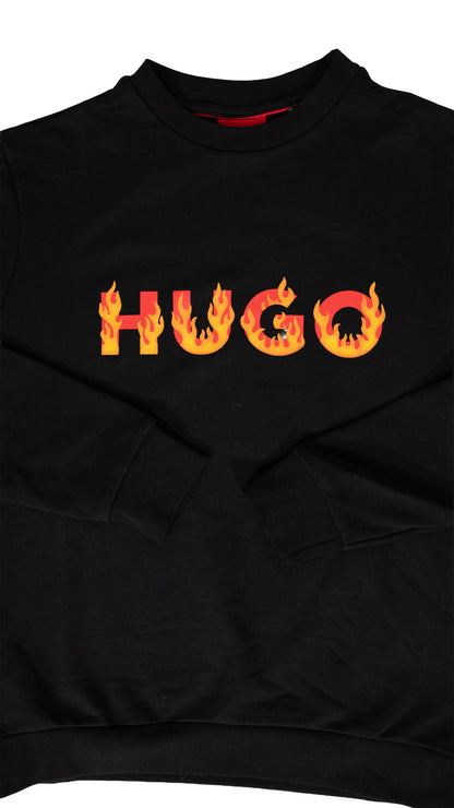 HUGO Crni Duks sa Fire Logo Printom