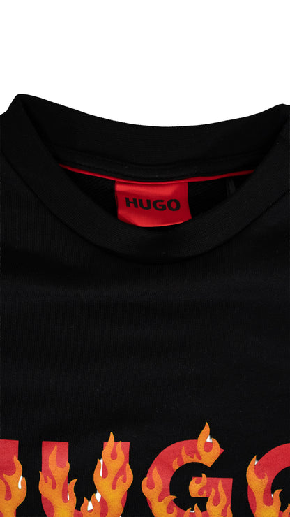 HUGO Crni Duks sa Fire Logo Printom