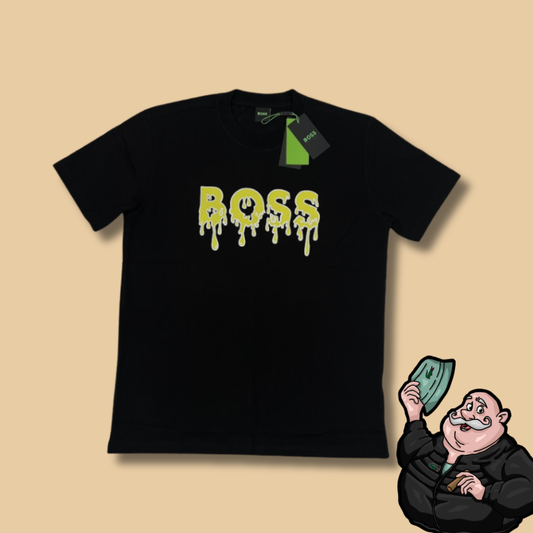 BOSS Crna Majica sa Velikim Neon Printom