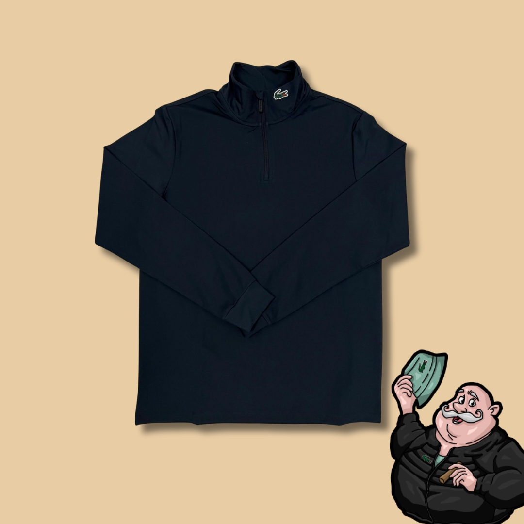 Lacoste Teget Quarter-Zip sa Logom na Kragni