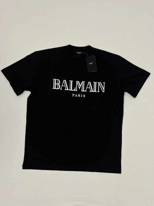 Balmain Paris Crna Majica sa Velikim Logo Printom