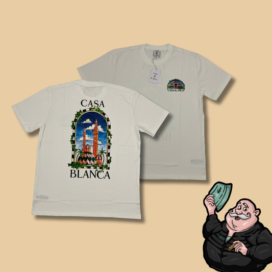 Casablanca Bela Majica sa Velikim Printom na Leðima