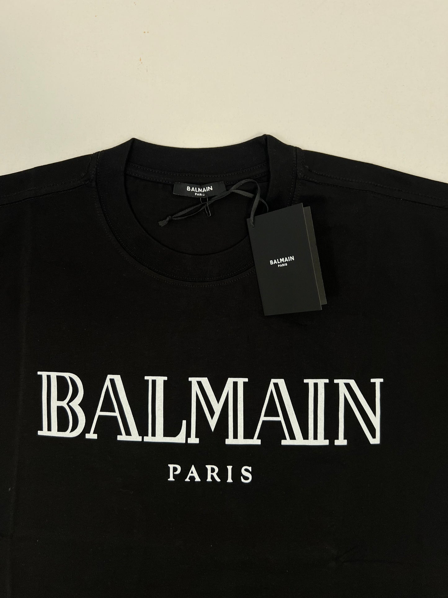 Balmain Paris Crna Majica sa Velikim Logo Printom