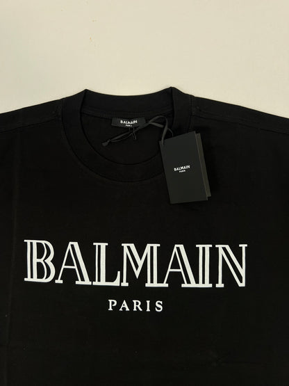 Balmain Paris Crna Majica sa Velikim Logo Printom
