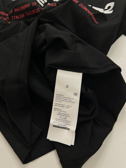 Dsquared2 Crna Majica sa Denim Printom
