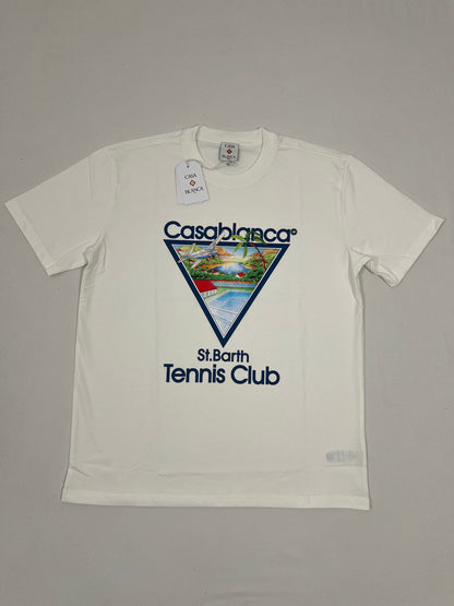 Casablanca Bela Majica sa Tennis Club Printom