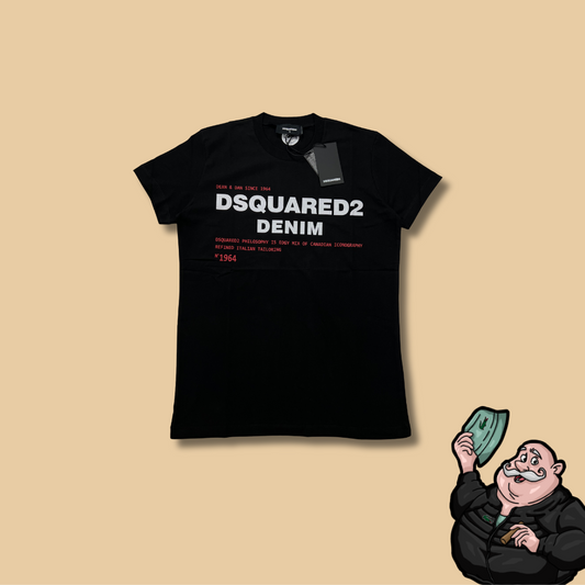 Dsquared2 Crna Majica sa Dean & Dan Denim Printom