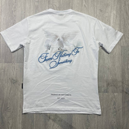 HOODRICH Bela Majica sa 'From Nothing To Something' Znakom na Leđima