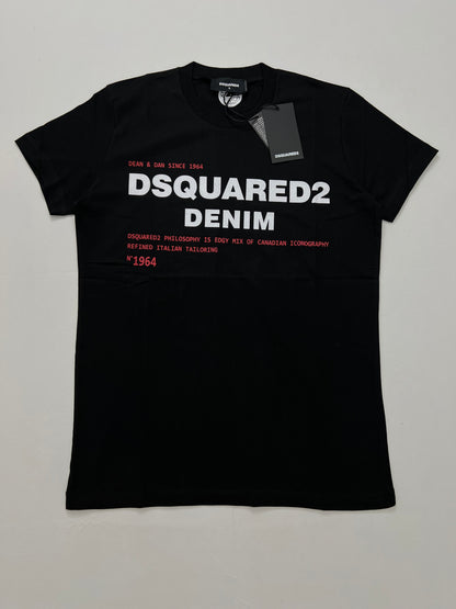 Dsquared2 Crna Majica sa Denim Printom