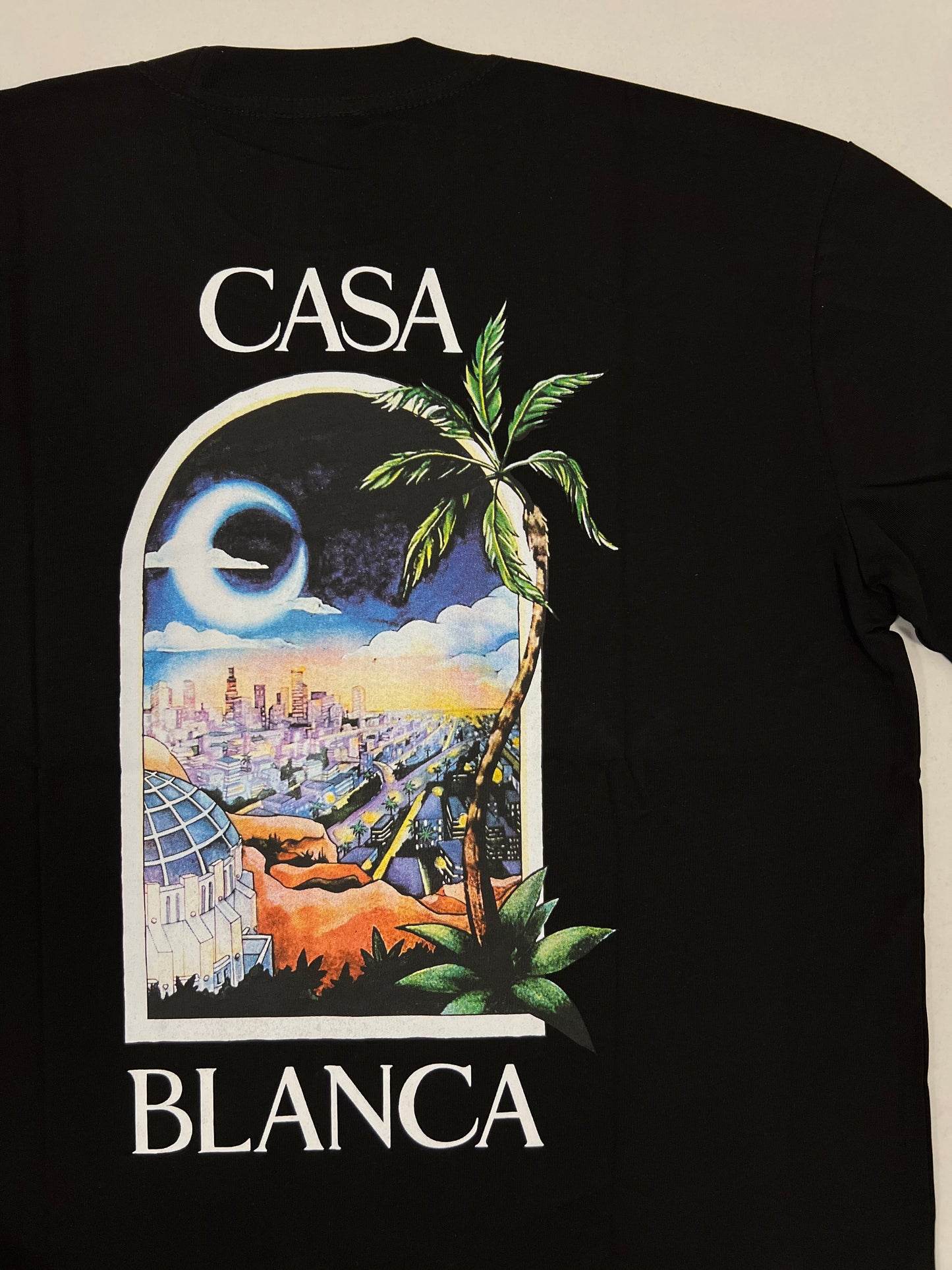 Casablanca Crna Majica sa Moon Printom na Leðima