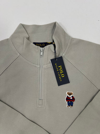 Polo Ralph Lauren Quarter-Zip Krem Duks sa Elegant Bear Logom