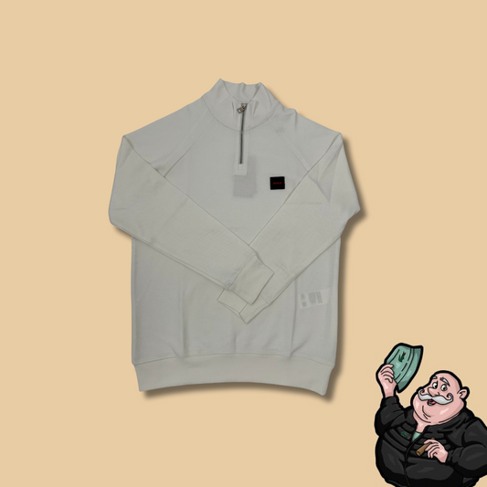 HUGO Beli Quarter-Zip Duks sa Crnim Box Logom