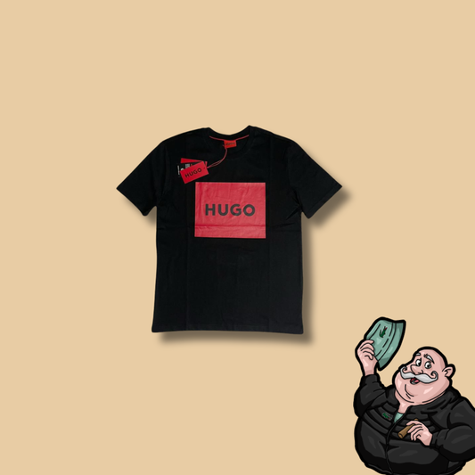 HUGO Crna Majica sa Velikim Crvenim Box Logom
